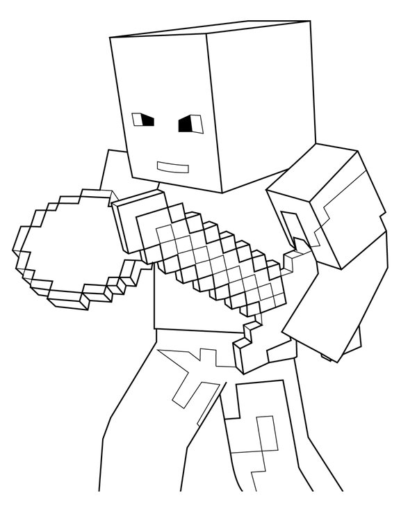 Minecraft Charakter Schwert coloring page for children