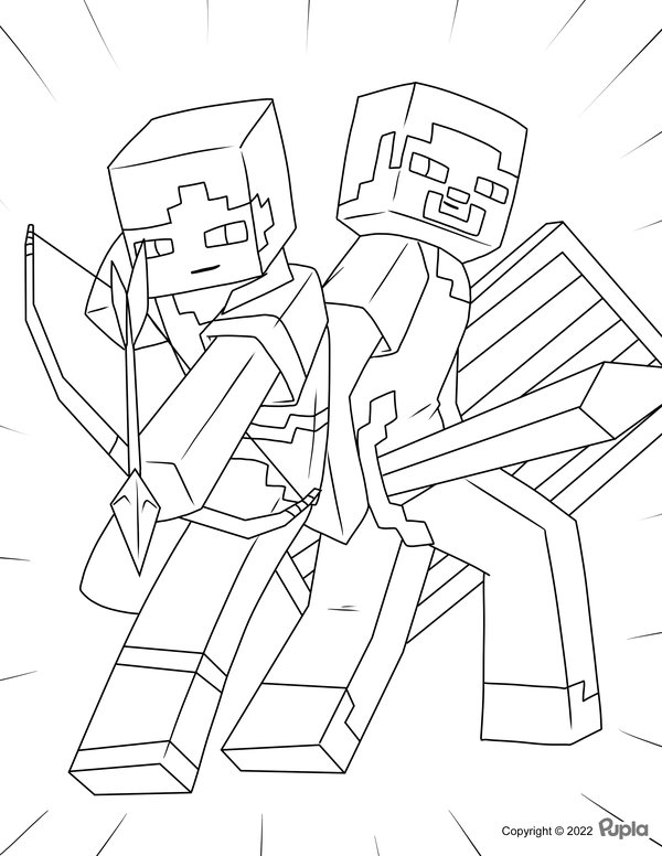 Minecraft Deux Figures coloring page for children