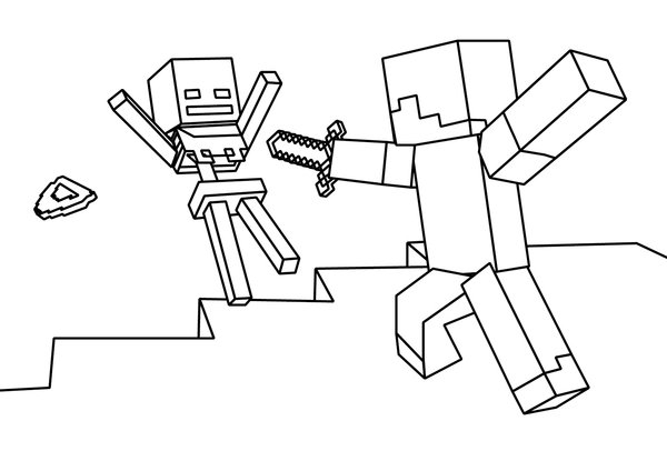Minecraft Kämpfen coloring page for children