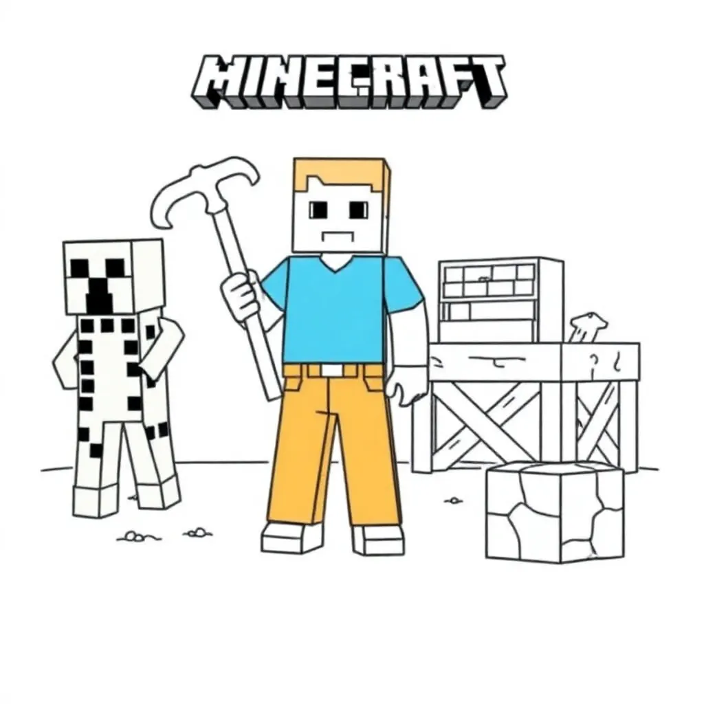 Kostenlose Minecraft Malvorlage für Kinder