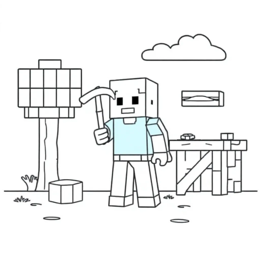 Minecraft coloring page for children