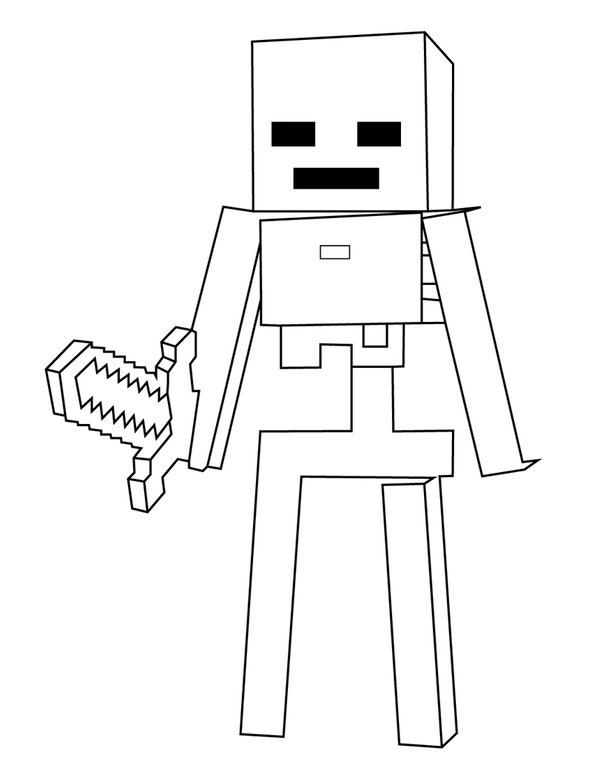 Minecraft Skelett coloring page for children
