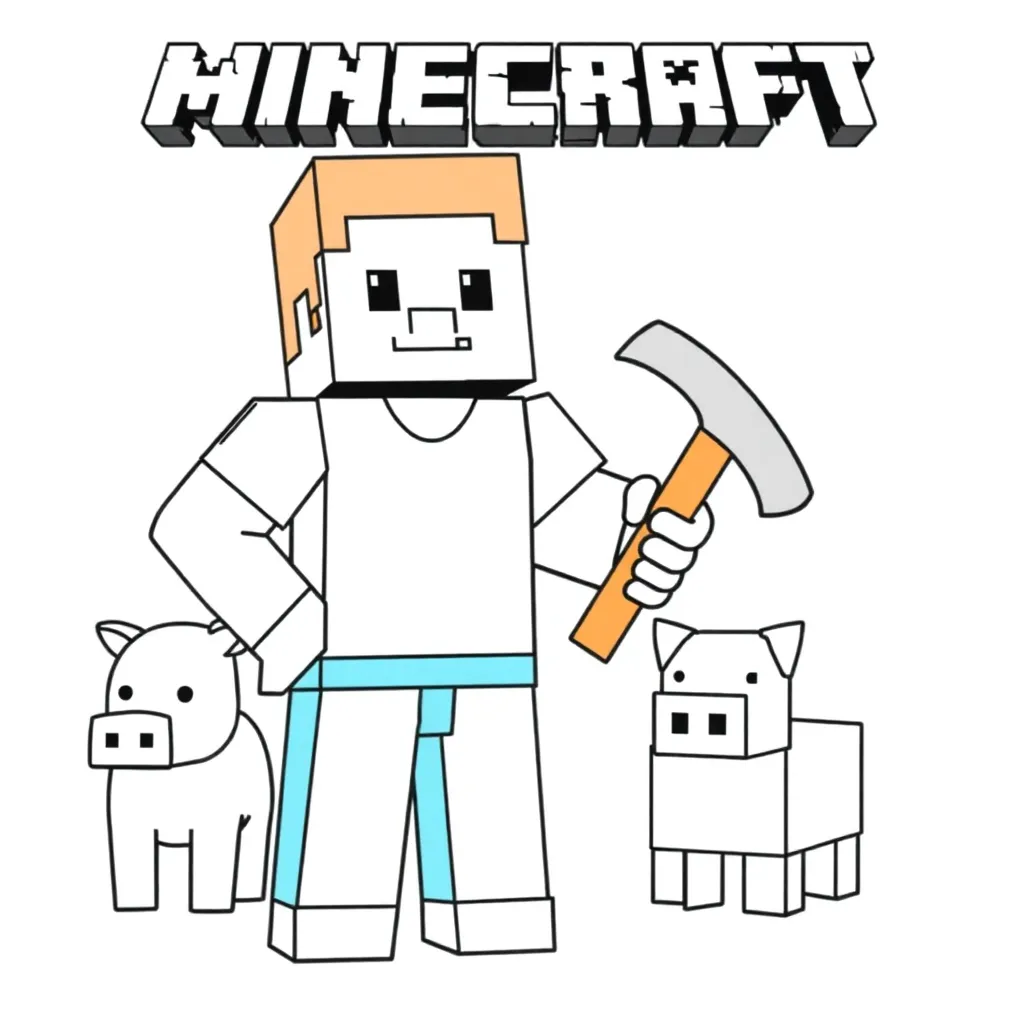Minecraft, Steve, bloques, creativo, aventura,  coloreado para niños