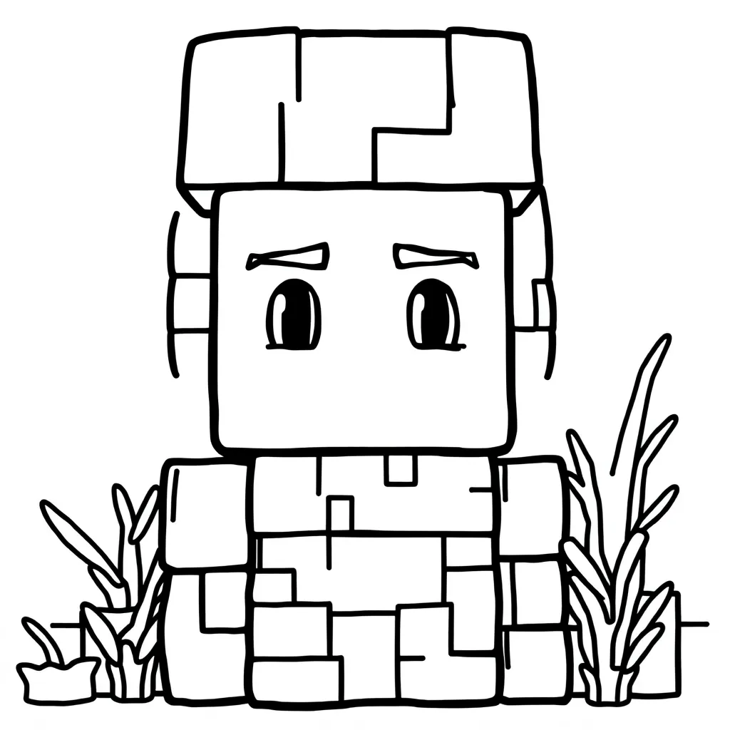 Plantilla de Coloreado Gratis de Minecraft Steve con Bloques - ¡Aventura Creativa!