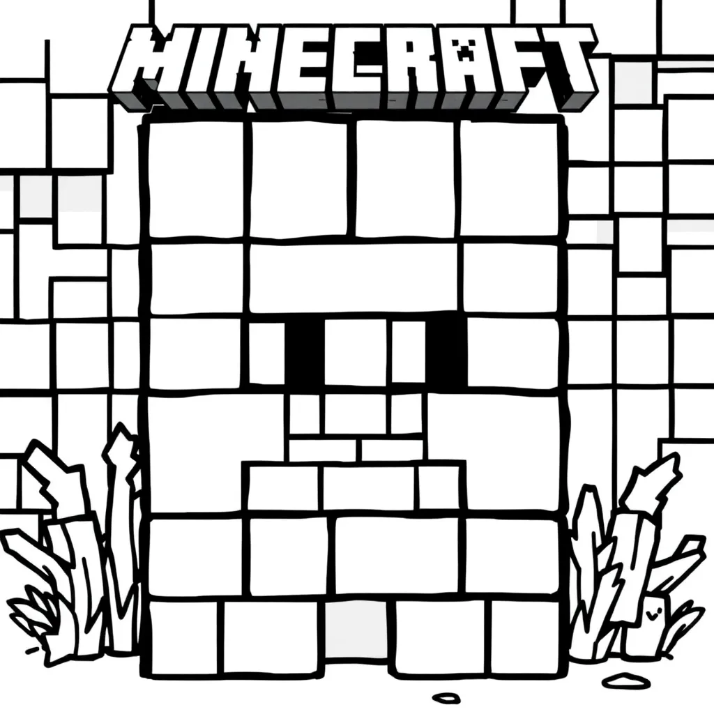 Plantilla de Coloreado Gratis de Minecraft Steve con Bloques - ¡Aventura Creativa!