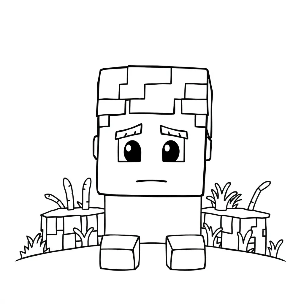 Plantilla de Coloreado Gratis de Minecraft Steve con Bloques - ¡Aventura Creativa!