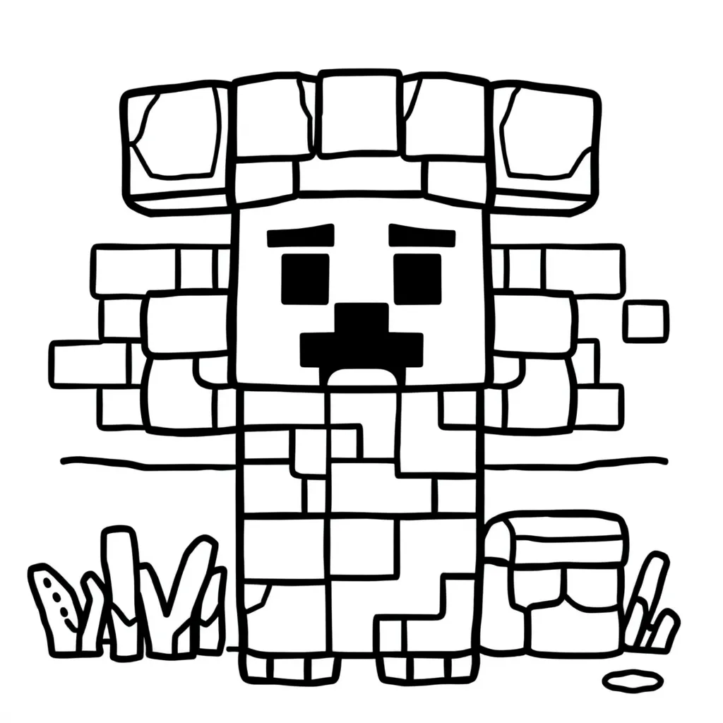 Plantilla de Coloreado Gratis de Minecraft Steve con Bloques - ¡Aventura Creativa!