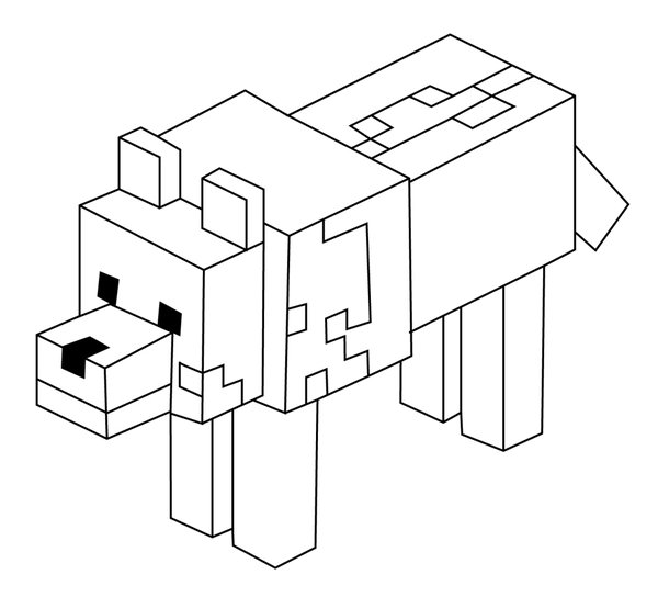 Minecraft Wolf coloring page for children