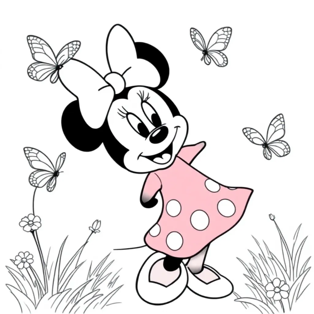 Minie Mouse Vlinders coloring page for children