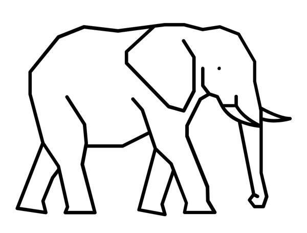 Minimalistischer einfacher Elefant coloring page for children