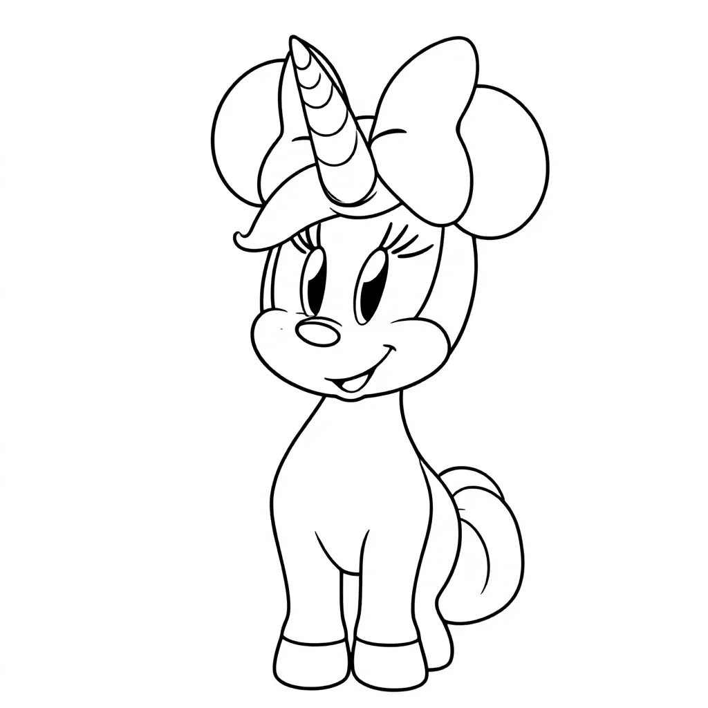 Minnie Mous Unicorn Paard coloring page for children