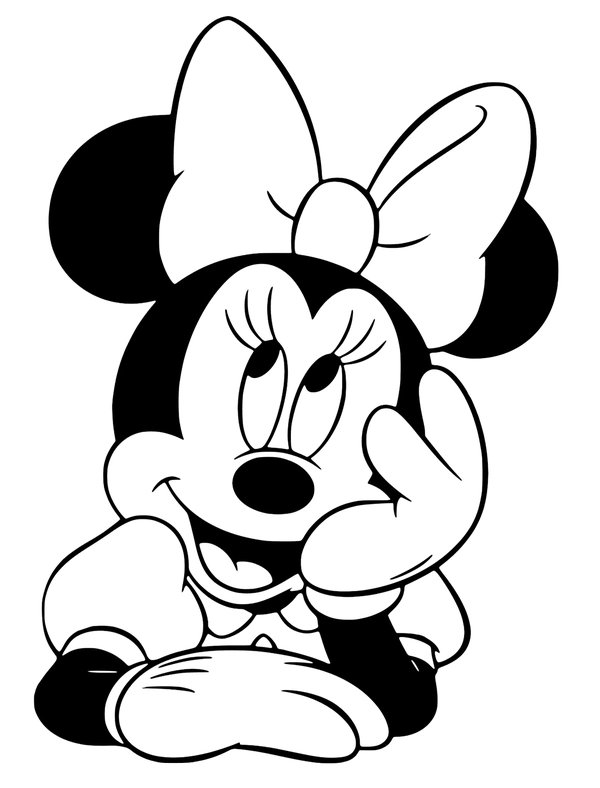 Minnie Mouse Denkend Blij coloring page for children