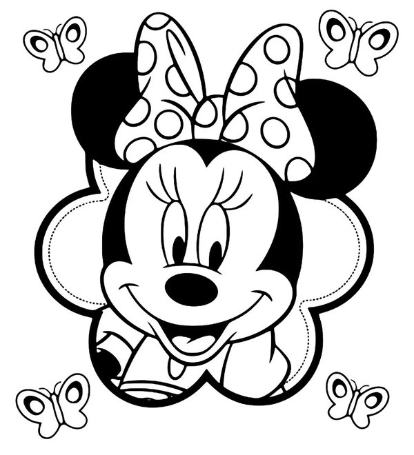 Minnie Mouse Hoofd Vlinders coloring page for children