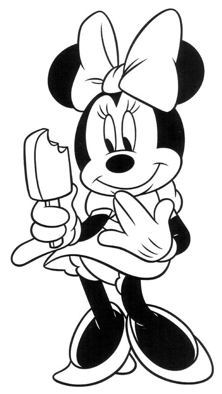 Minnie Mouse isst Eiscreme coloring page for children