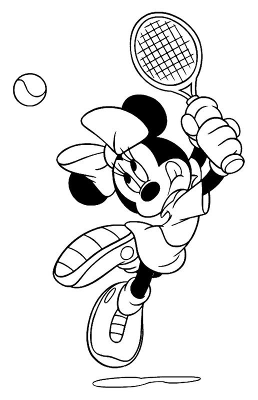 Minnie Mouse Speelt Tennis coloring page for children