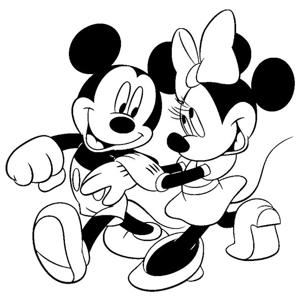 Minnie Mouse Y Mickey Caminando Juntos coloring page for children
