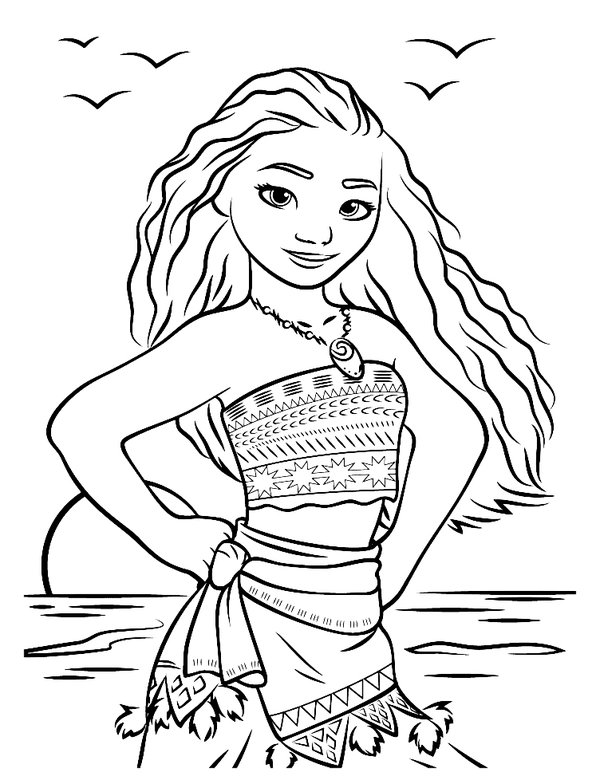 Moana Stehend Am Strand coloring page for children