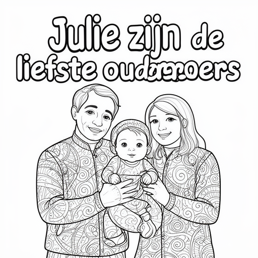 Moeder en vader en dochter kleurplaat voor kinderen