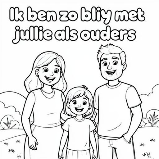 Moeder vader dochter die 12 jaar is kleurplaat voor kinderen