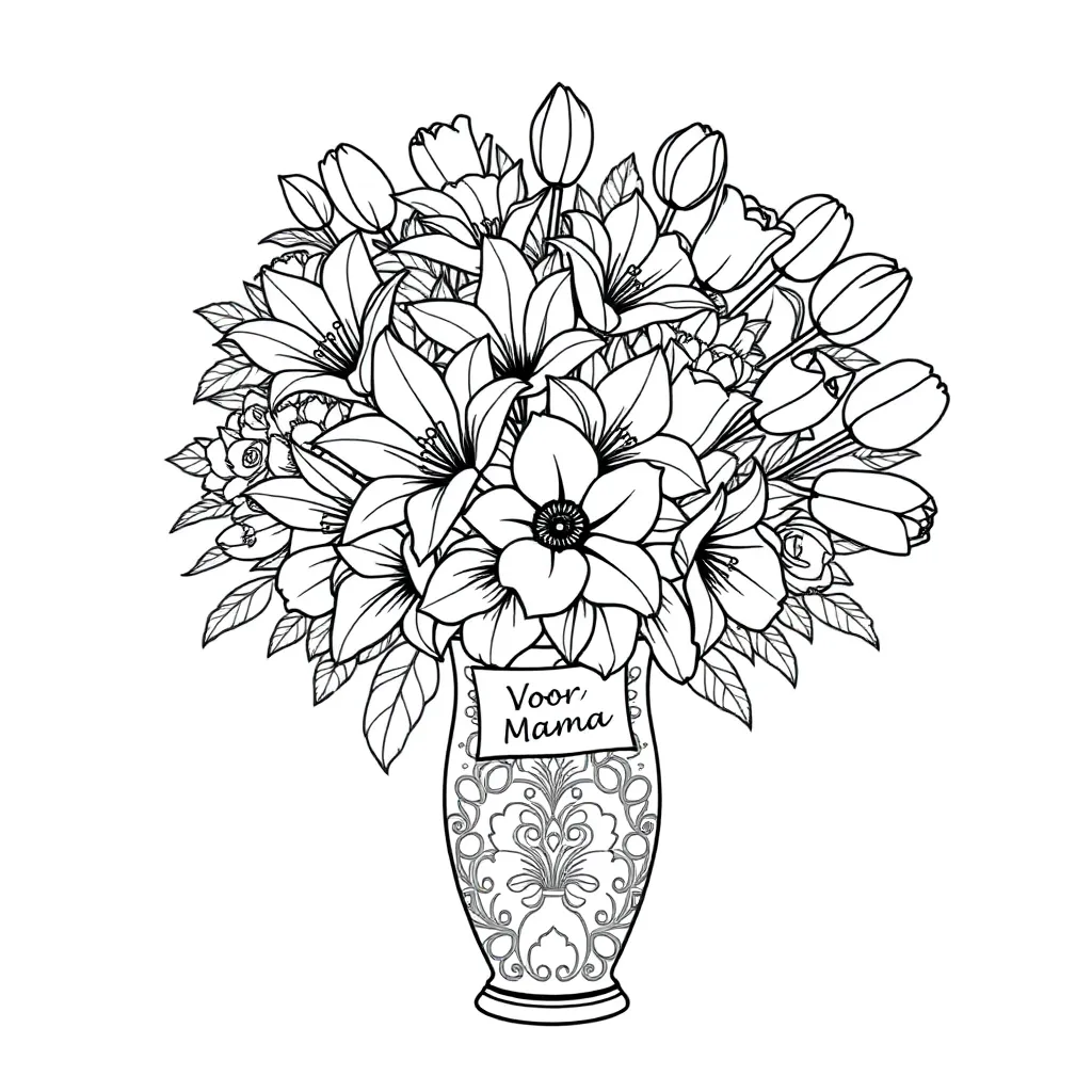 Moederdag Cadeau Creatief Gezin Liefde coloring page for children