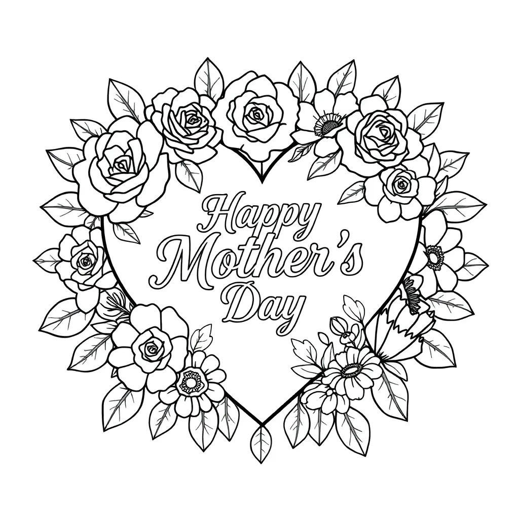 Moederdag Liefde Cadeau Creatief Kinderen coloring page for children