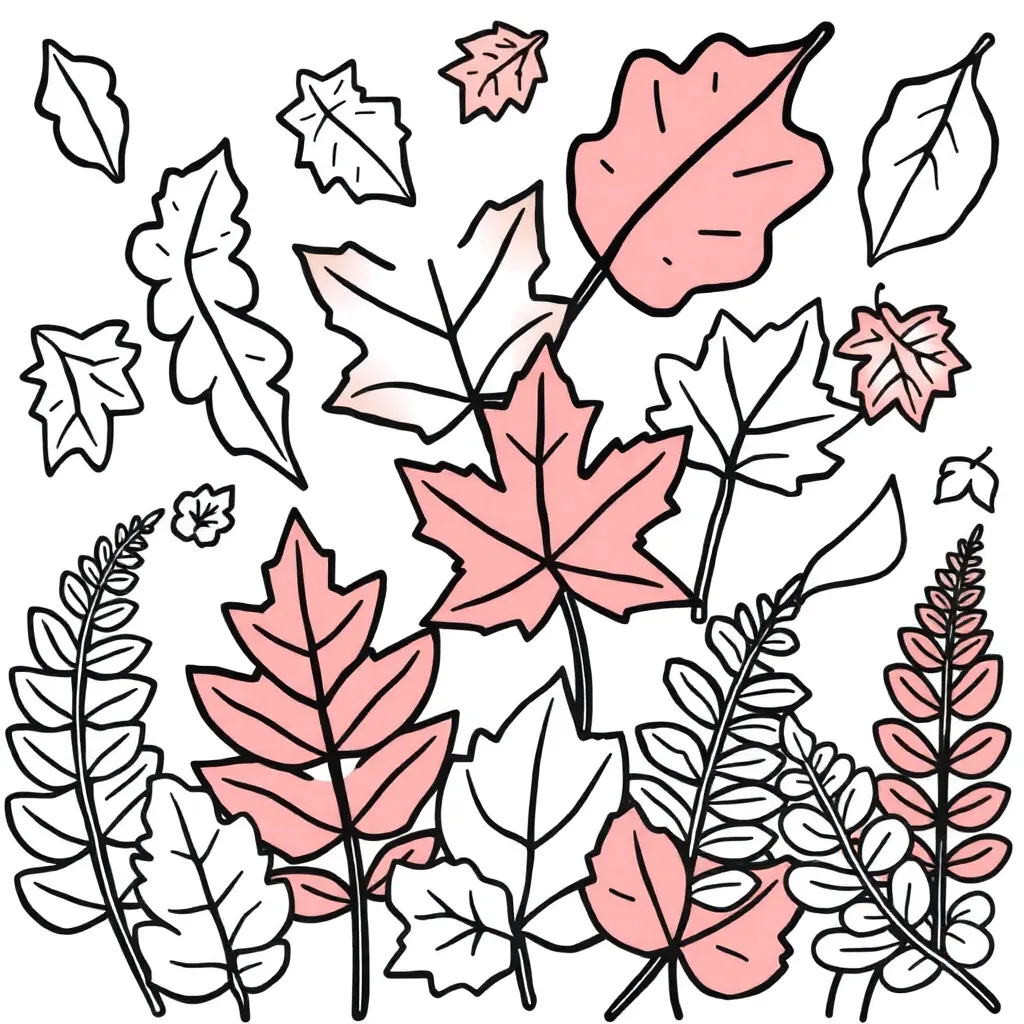 Moeilijke Herfstbladeren Kleurplaat coloring page for children