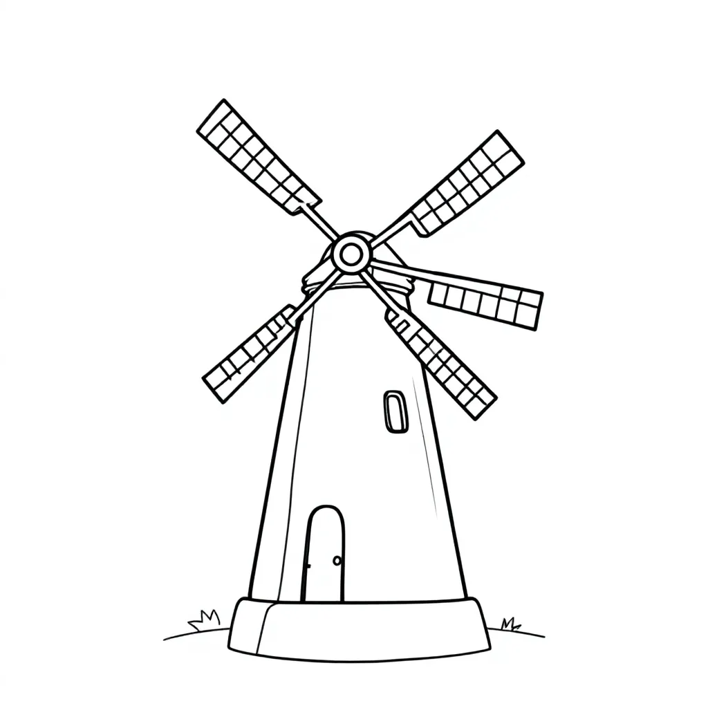 Windmill coloring page for kids