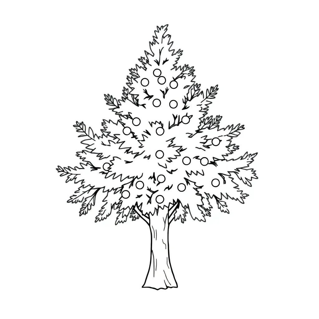 Mooie Kerstboom Versierd Feestdagen Kerst Seizoenen coloring page for children