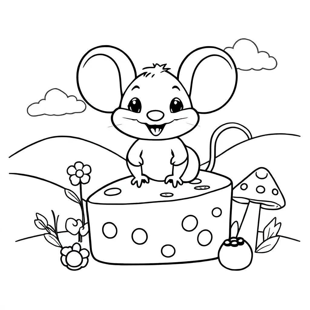 Mouse coloring page for children