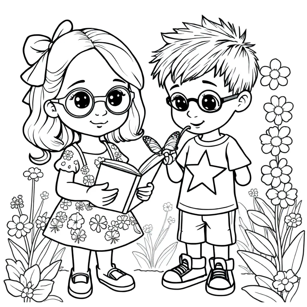 Msje Met Bril Jongen Zonder Bril coloring page for children
