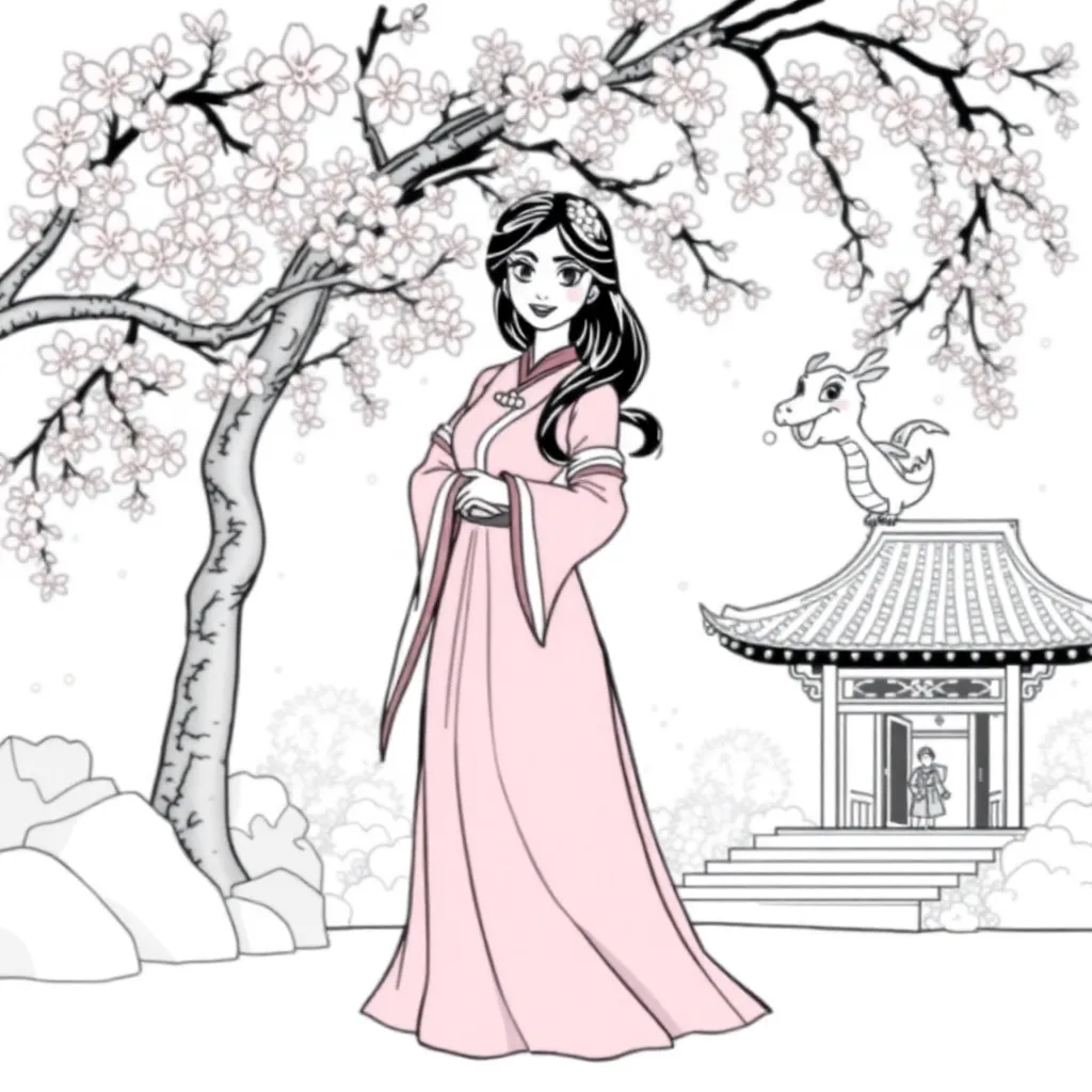 Mulan Disney Prinses Animatie Avontuur coloring page for children
