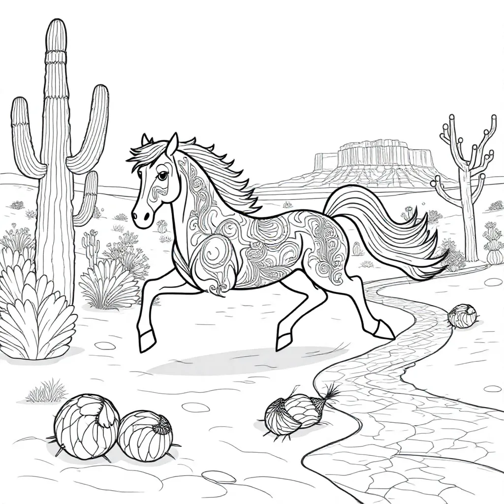 Mustang kleurplaat voor kinderen