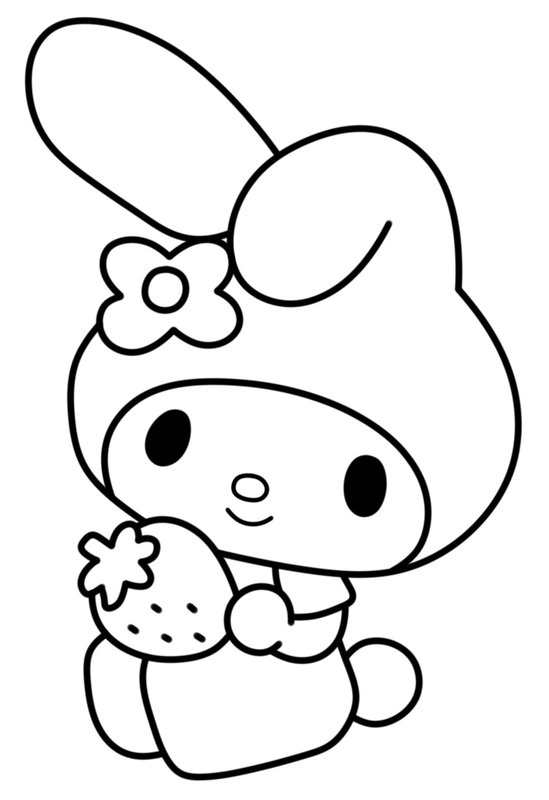 My Melody Con Una Fresa En La Mano coloring page for children