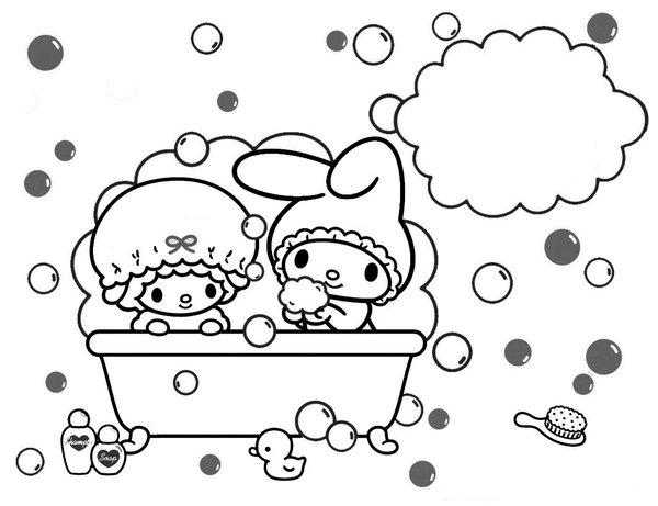 My Melody En Bath coloring page for children
