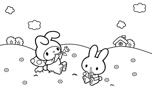 My Melody Hills coloring page for children