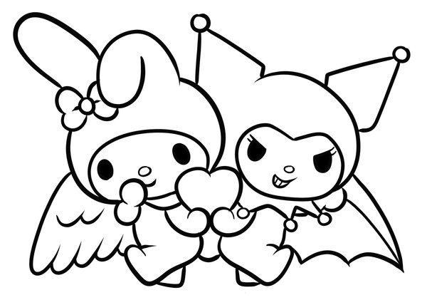My Melody Kuromi coloring page for children
