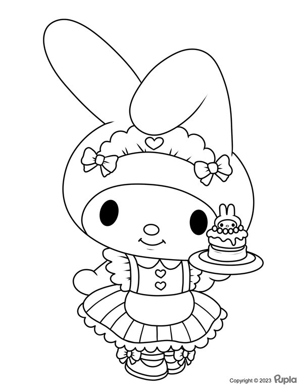 My Melody Made A Cake coloring page for children