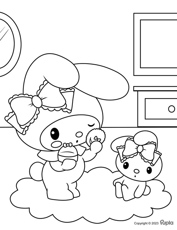 My Melody Playing In Her Room coloring page for children