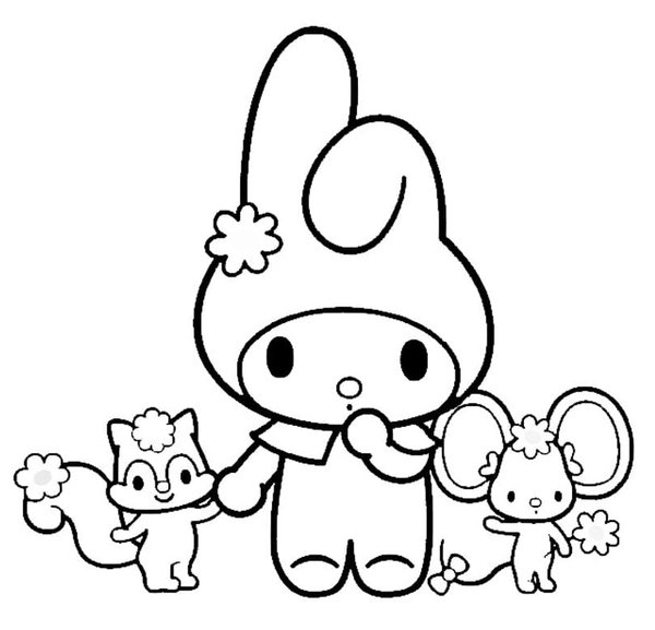 My Melody Squirrel Mouse coloring page for children