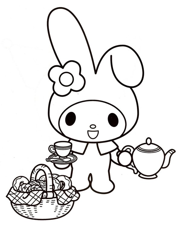 My Melody Tea coloring page for children