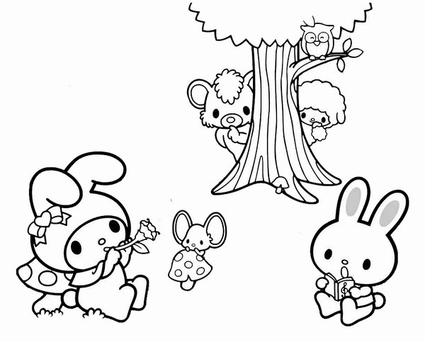 My Melody Tree coloring page for children