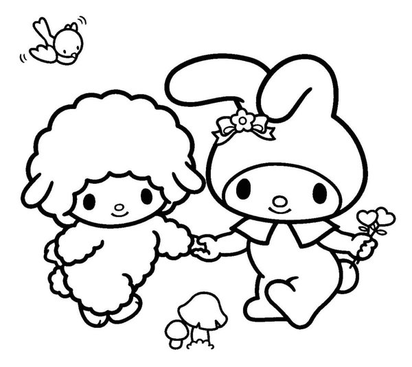 My Melody Y Mis Ovejas coloring page for children