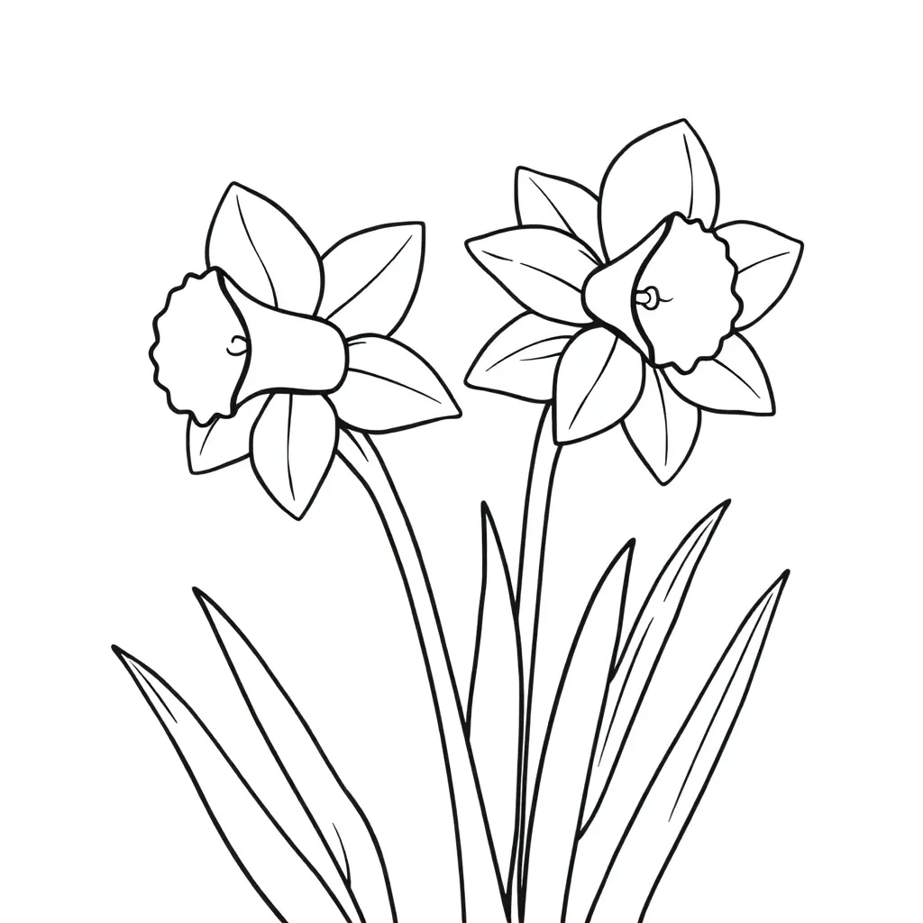 Narcis Lente Bloemen Voorjaar Natuur coloring page for children