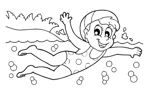 Natation Des Filles D Ete coloring page for children