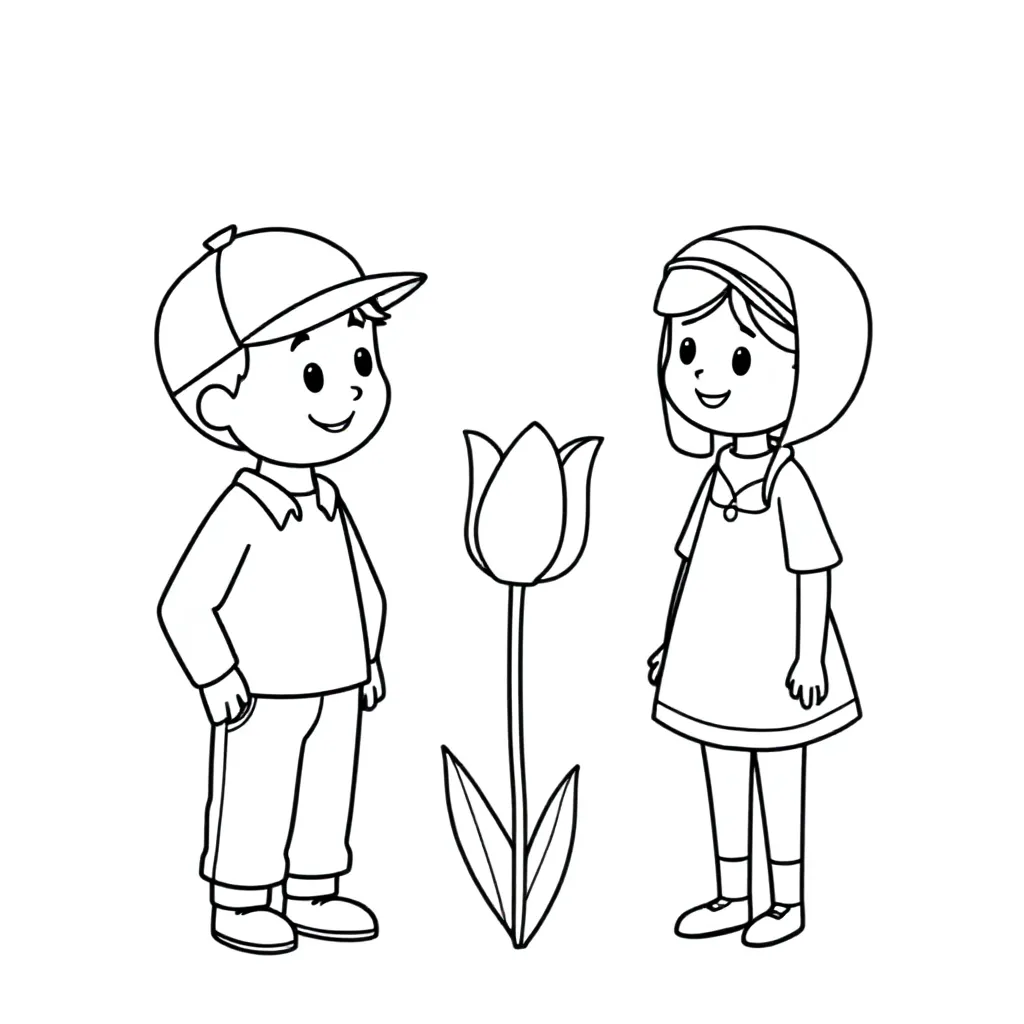 Nederlands gesprek kleurplaat voor kinderen