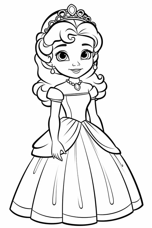 Niedliche Prinzessin posiert für die Kamera coloring page for children