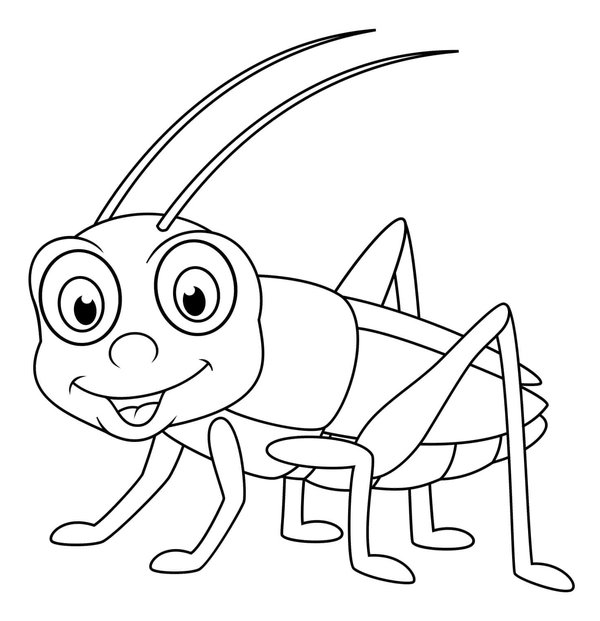Coloring Page Cute Grasshopper