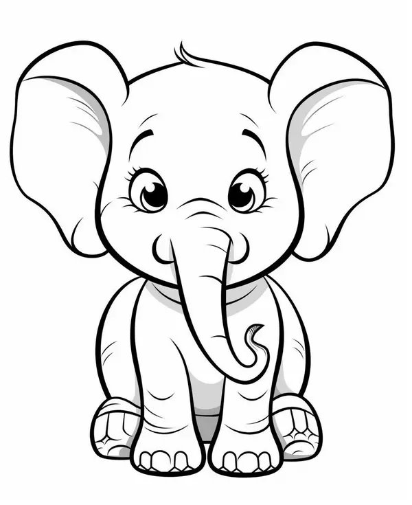 Niedlicher kreuzäugiger Elefant coloring page for children