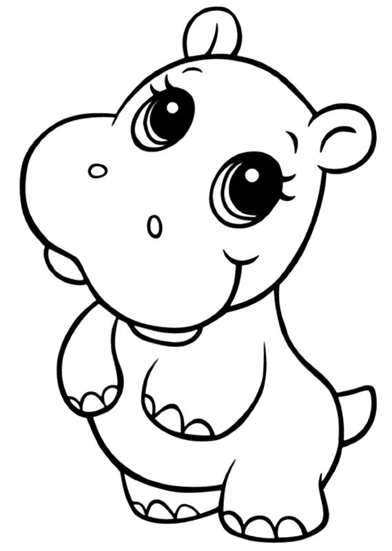 Niedliches Nilpferd coloring page for children