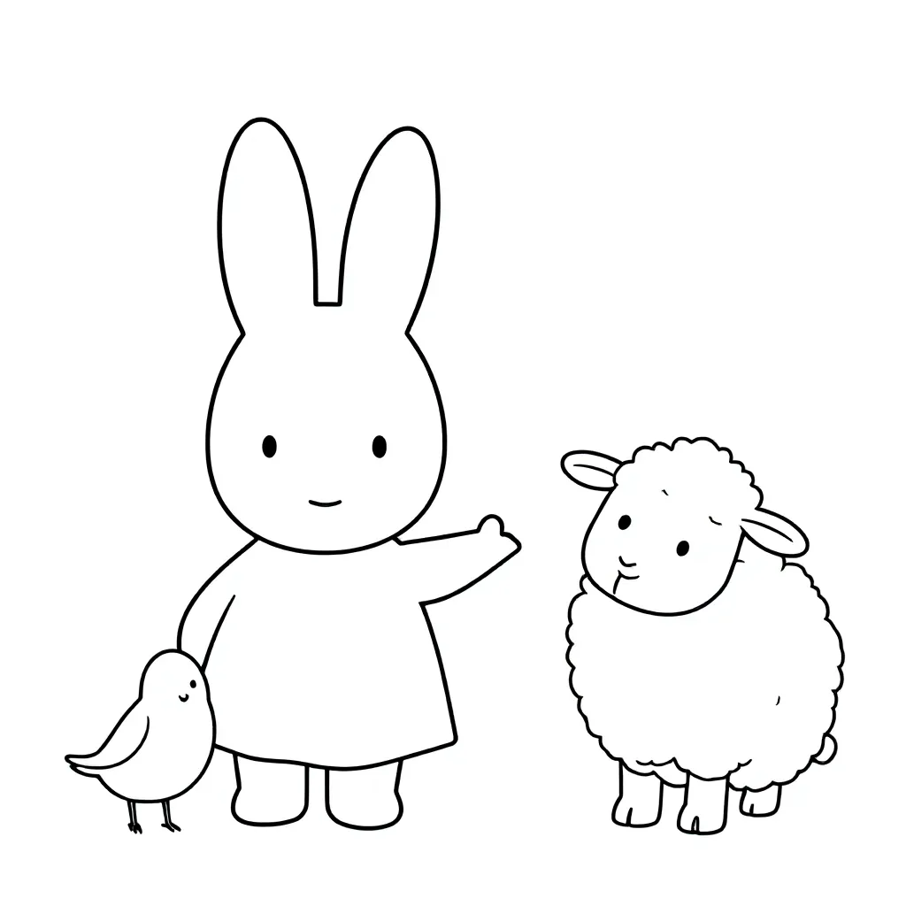 Nijntje Met Dieren coloring page for children